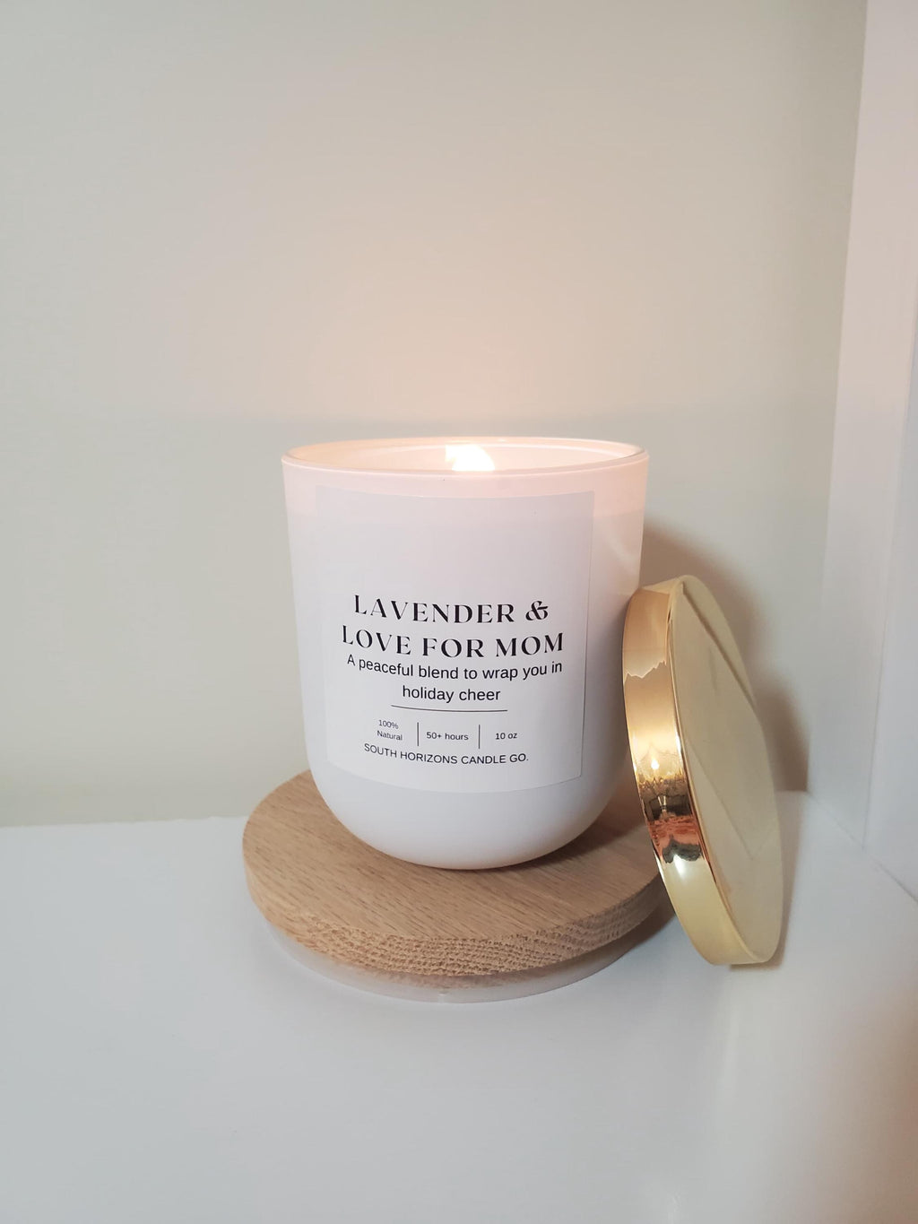 Lavender Scented Soy Candle Gift for Mom - 9.5 oz Wooden Wick