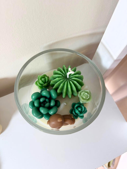 Bear Succulent Candle: Hand-Poured Soy Wax Terrarium