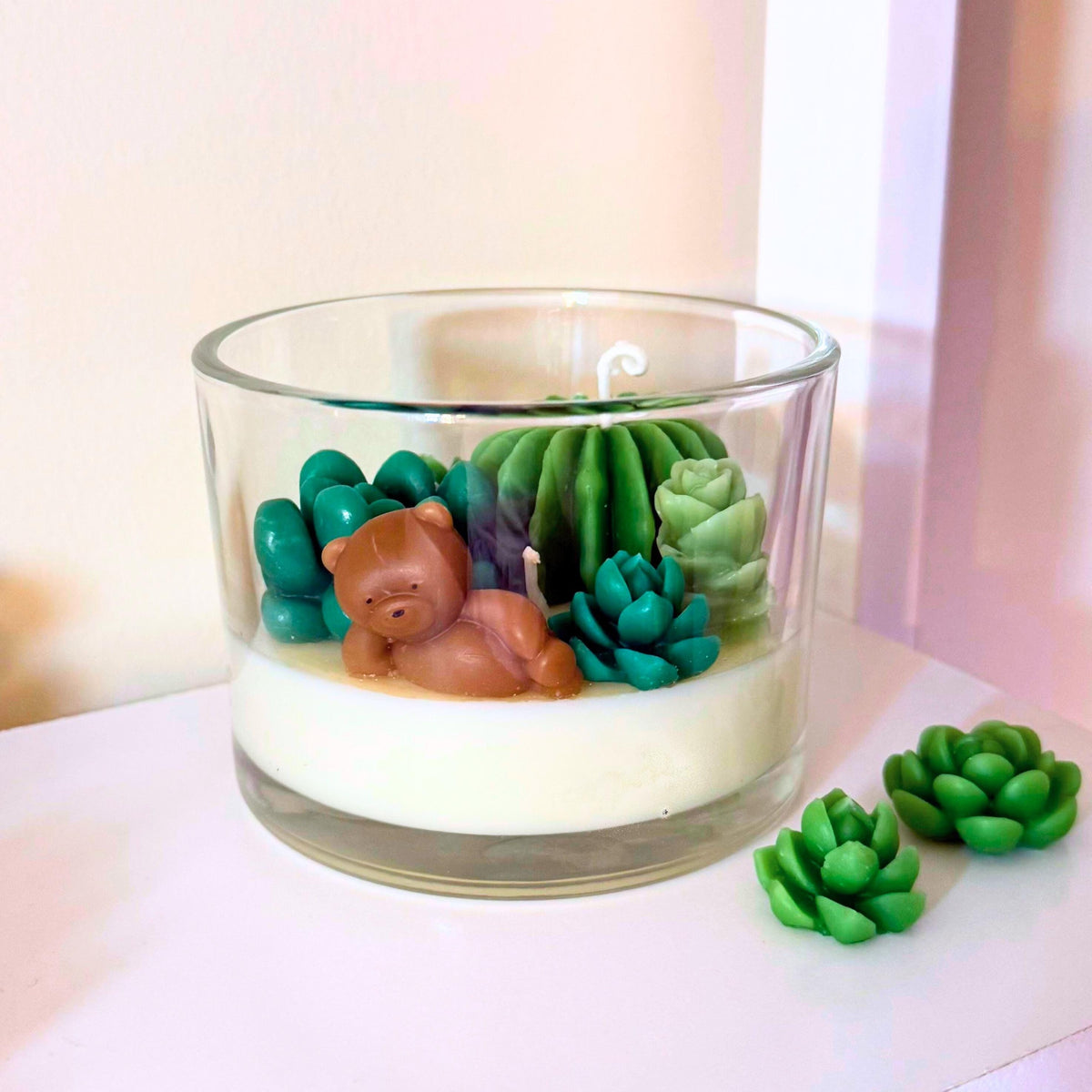 Bear Succulent Candle: Hand-Poured Soy Wax Terrarium