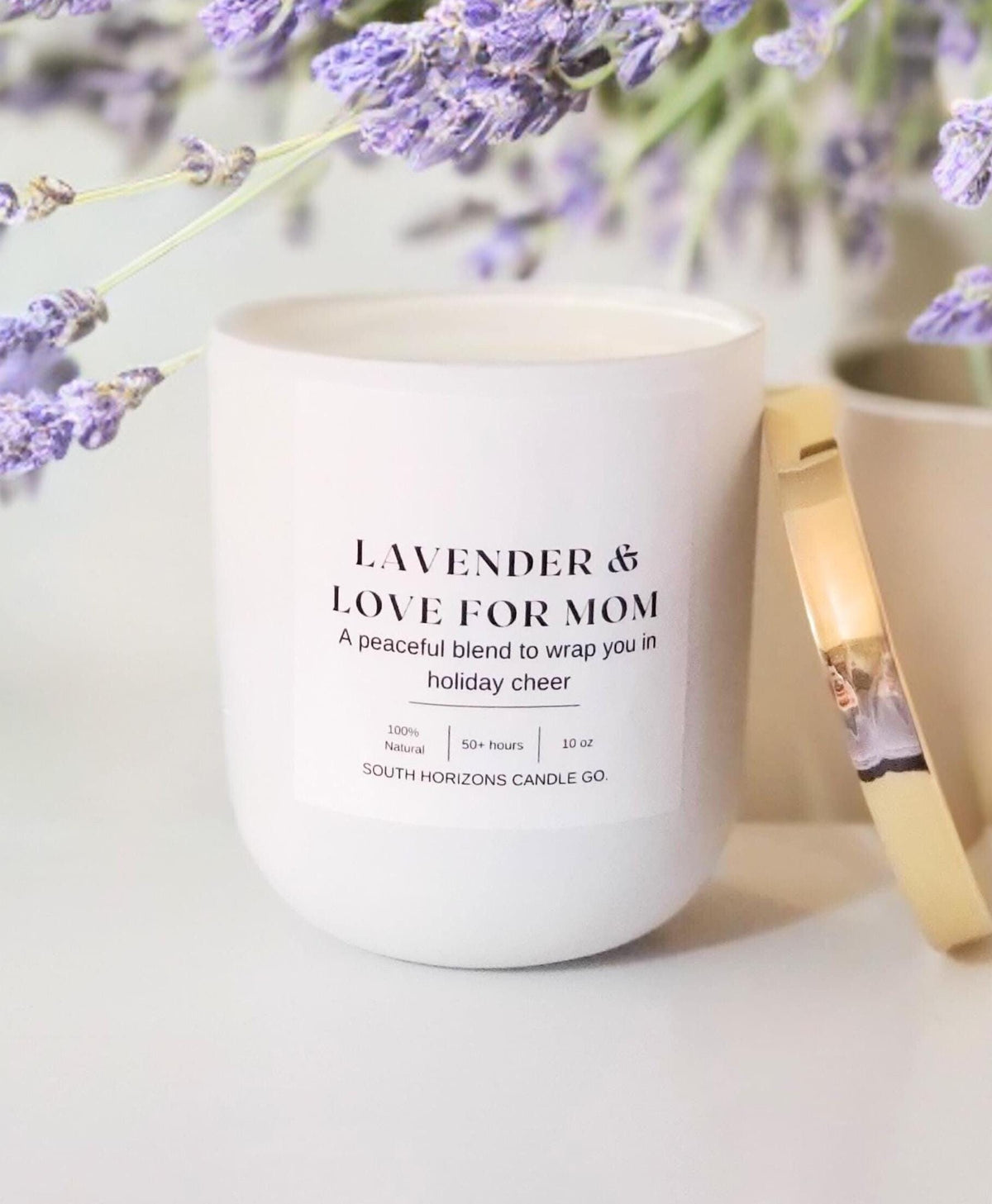 Lavender Scented Soy Candle Gift for Mom - 9.5 oz Wooden Wick